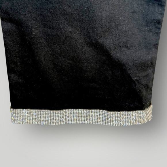 Marks & Spencer Straight Fit High Rise Pants Rhinestone Beaded Hem Size M Black - Picture 9 of 16